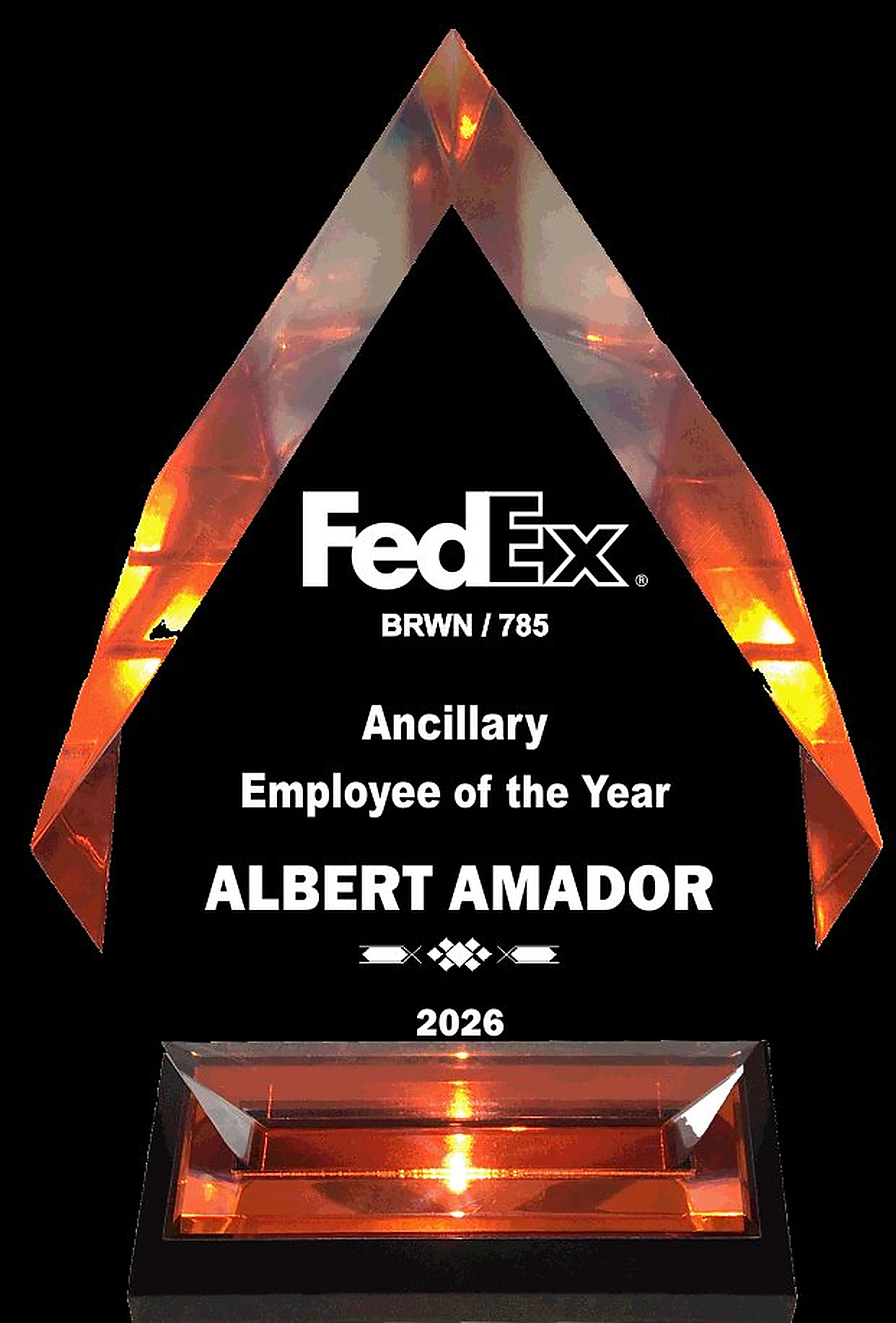 Orange Diamond Acrylic Award